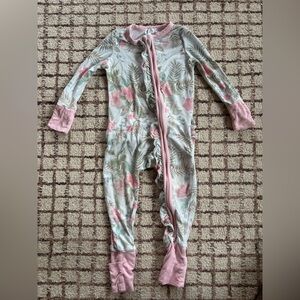 Angel Dear Floral Footed One-Piece in Pink and Green